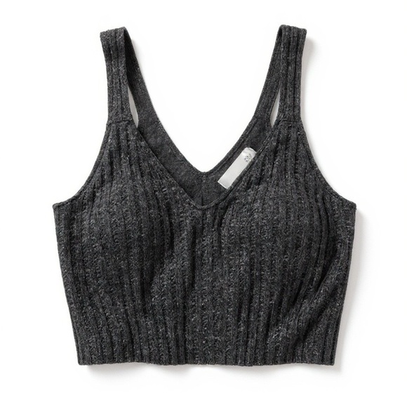 J.O.A. Wool Blend Ribbed Knit Grey Crop Top Sweater | Size Medium M - Picture 16 of 16